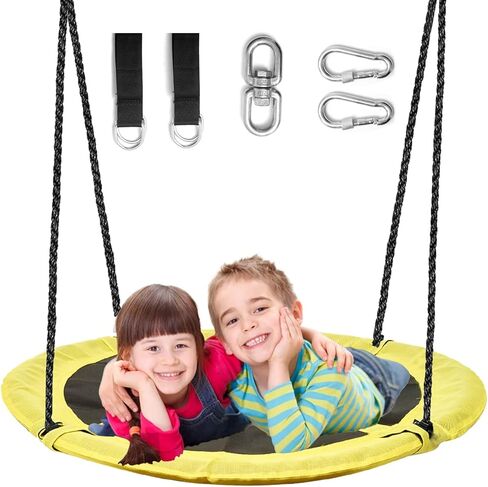 43" Saucer Swing Set und Swing Stand for Porch Outdoor Heavy Duty Swing Frame, Full Steel Metal Frame with 4 Ground Pegs, 71" Height Holds Up to 550lbs in Kuwait