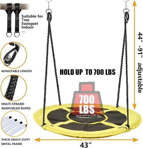 43" Saucer Swing Set und Swing Stand for Porch Outdoor Heavy Duty Swing Frame, Full Steel Metal Frame with 4 Ground Pegs, 71" Height Holds Up to 550lbs in Kuwait