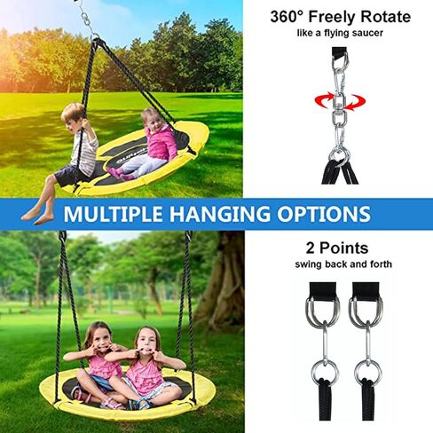 43" Saucer Swing Set und Swing Stand for Porch Outdoor Heavy Duty Swing Frame, Full Steel Metal Frame with 4 Ground Pegs, 71" Height Holds Up to 550lbs in Kuwait