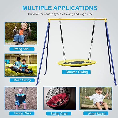 43" Saucer Swing Set und Swing Stand for Porch Outdoor Heavy Duty Swing Frame, Full Steel Metal Frame with 4 Ground Pegs, 71" Height Holds Up to 550lbs in Kuwait