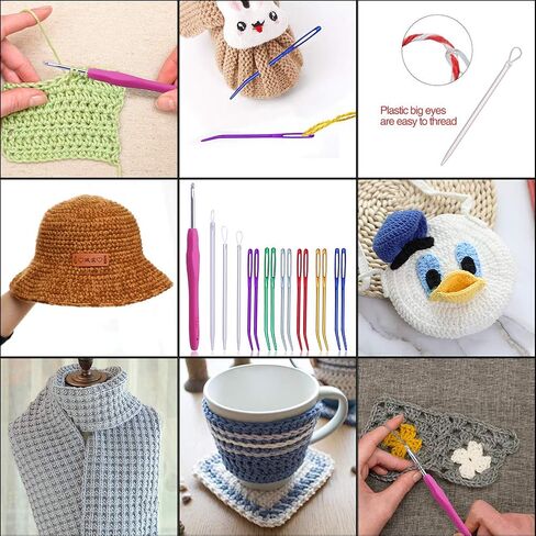 إبرة الغزل، مجموعة إبر نسيج إبرة منحنية، إبر صوف كبيرة العين وخطافات كروشيه للحياكة الكروشيه in Kuwait