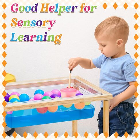 Uiifan 2 Sets Sensory Table Wood Sand Table Water Table Interactive Kids Activity Table Kids Art Table Gift for Kids Toddlers Classroom Preschool Play Daycare Learn Water Sand, 23.9 x 15.9 x 20 Inch in Saudi Arabia