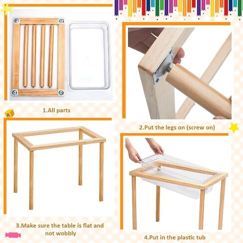 Uiifan 2 Sets Sensory Table Wood Sand Table Water Table Interactive Kids Activity Table Kids Art Table Gift for Kids Toddlers Classroom Preschool Play Daycare Learn Water Sand, 23.9 x 15.9 x 20 Inch in Saudi Arabia