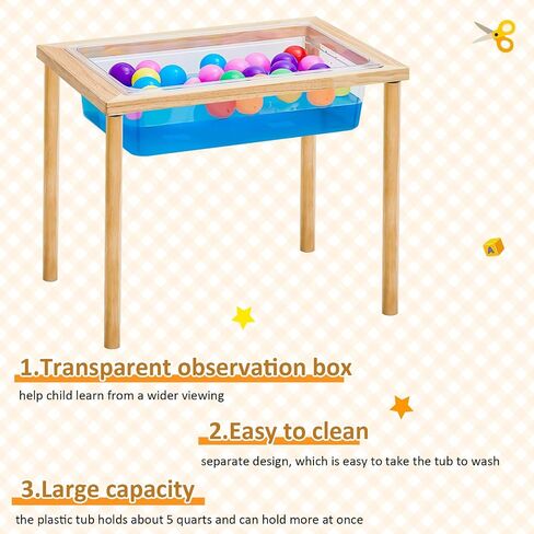 Uiifan 2 Sets Sensory Table Wood Sand Table Water Table Interactive Kids Activity Table Kids Art Table Gift for Kids Toddlers Classroom Preschool Play Daycare Learn Water Sand, 23.9 x 15.9 x 20 Inch in Saudi Arabia