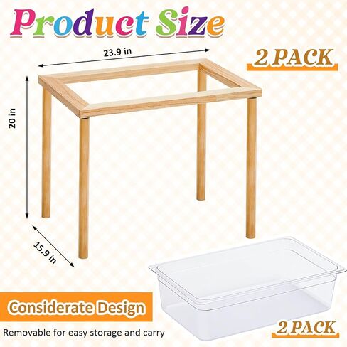 Uiifan 2 Sets Sensory Table Wood Sand Table Water Table Interactive Kids Activity Table Kids Art Table Gift for Kids Toddlers Classroom Preschool Play Daycare Learn Water Sand, 23.9 x 15.9 x 20 Inch in Saudi Arabia
