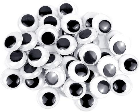 300 قطعة 20 ملم عيون متذبذبة ذاتية اللصق سوداء بيضاء لتزيين الحرف اليدوية in Kuwait