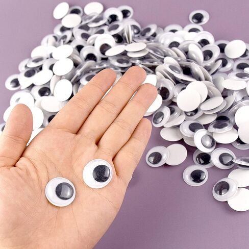 300 قطعة 20 ملم عيون متذبذبة ذاتية اللصق سوداء بيضاء لتزيين الحرف اليدوية in Kuwait