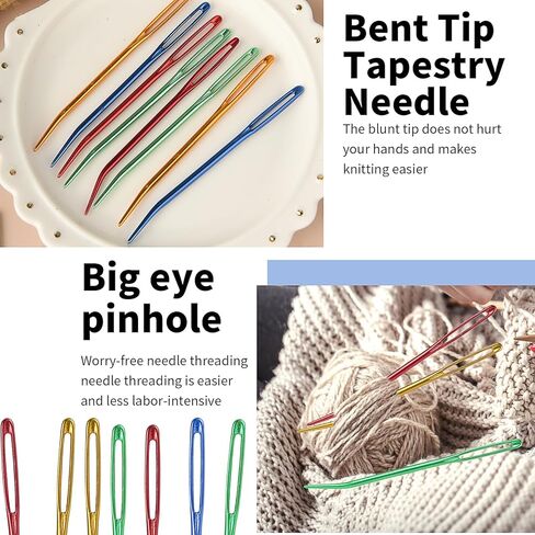 prasacco 20 جهاز كمبيوتر شخصي كبير من إبر رتق العين، الفولاذ المقاوم للصدأ إبرة غزل حادة إبرة رتق إبر الخياطة اليدوية نسيج إبرة غزل إبر الحياكة اليدوية للصوف الكروشيه in Kuwait