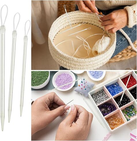 prasacco 20 جهاز كمبيوتر شخصي كبير من إبر رتق العين، الفولاذ المقاوم للصدأ إبرة غزل حادة إبرة رتق إبر الخياطة اليدوية نسيج إبرة غزل إبر الحياكة اليدوية للصوف الكروشيه in Kuwait