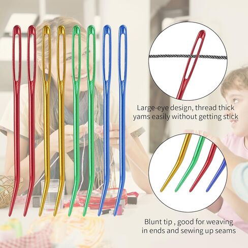 prasacco 20 جهاز كمبيوتر شخصي كبير من إبر رتق العين، الفولاذ المقاوم للصدأ إبرة غزل حادة إبرة رتق إبر الخياطة اليدوية نسيج إبرة غزل إبر الحياكة اليدوية للصوف الكروشيه in Kuwait