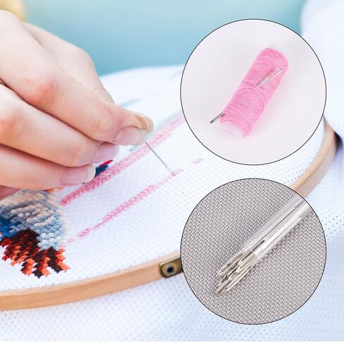 prasacco 20 جهاز كمبيوتر شخصي كبير من إبر رتق العين، الفولاذ المقاوم للصدأ إبرة غزل حادة إبرة رتق إبر الخياطة اليدوية نسيج إبرة غزل إبر الحياكة اليدوية للصوف الكروشيه in Kuwait