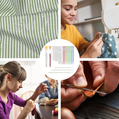 prasacco 20 جهاز كمبيوتر شخصي كبير من إبر رتق العين، الفولاذ المقاوم للصدأ إبرة غزل حادة إبرة رتق إبر الخياطة اليدوية نسيج إبرة غزل إبر الحياكة اليدوية للصوف الكروشيه in Kuwait