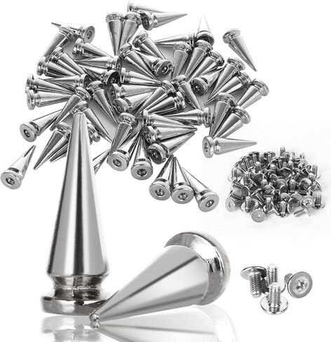 100 Sets Studs and Spikes for Clothing Cone Spike Studs Silver Screwback Studs 10x25mm Spikes DIY Craft Cool Rivets Punk Spikes for Shoes Leather Crafts in Kuwait