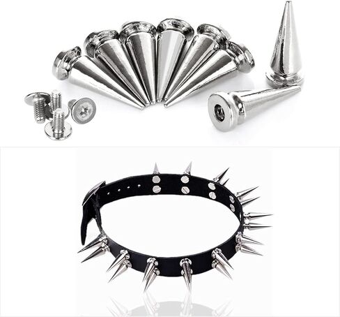 100 Sets Studs and Spikes for Clothing Cone Spike Studs Silver Screwback Studs 10x25mm Spikes DIY Craft Cool Rivets Punk Spikes for Shoes Leather Crafts in Kuwait
