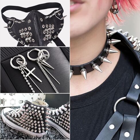 100 Sets Studs and Spikes for Clothing Cone Spike Studs Silver Screwback Studs 10x25mm Spikes DIY Craft Cool Rivets Punk Spikes for Shoes Leather Crafts in Kuwait