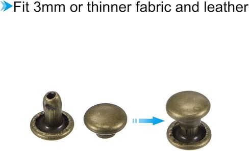 uxcell 50 Sets Leather Rivets Bronze Tone 8mm Double Cap Brass Rivet Leather Studs in Kuwait
