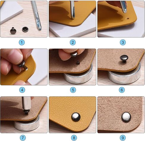 uxcell 50 Sets Leather Rivets Bronze Tone 8mm Double Cap Brass Rivet Leather Studs in Kuwait