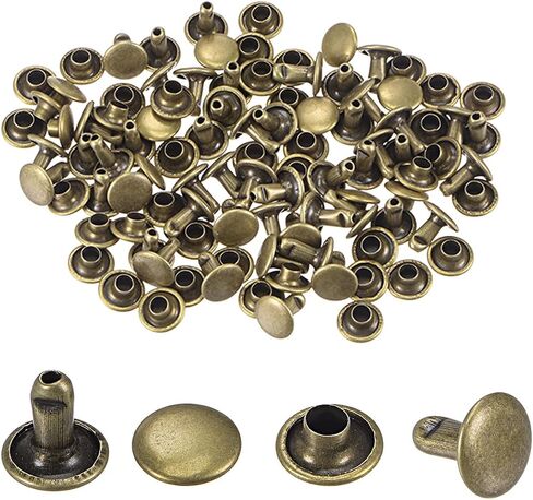 uxcell 50 Sets Leather Rivets Bronze Tone 8mm Double Cap Brass Rivet Leather Studs in Kuwait