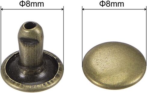uxcell 50 Sets Leather Rivets Bronze Tone 8mm Double Cap Brass Rivet Leather Studs in Kuwait