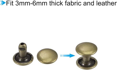 uxcell 50 Sets Leather Rivets Bronze Tone 8mm Double Cap Brass Rivet Leather Studs in Kuwait
