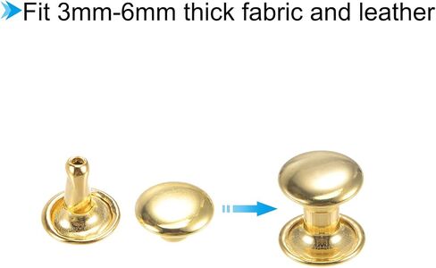 uxcell 50 Sets Leather Rivets Bronze Tone 8mm Double Cap Brass Rivet Leather Studs in Kuwait