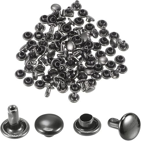 uxcell 50 Sets Leather Rivets Bronze Tone 8mm Double Cap Brass Rivet Leather Studs in Kuwait