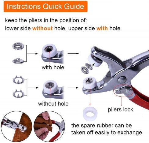 موتزو كماشة يدوية 3/8 انش، مقبض مقبض غطاء حلقة مفتوحة، كماشة كبس تثبيت، كماشة كبس من الستانلس ستيل، لخياطة الملابس والجاكيتات وملابس الجينز والشنط in Kuwait
