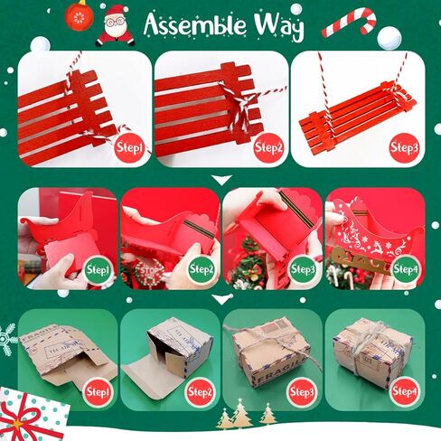CAILESS Christmas Elf Accessories - 54Pcs Elf Doll Craft Kit Include Candy Cart, Sugar Accessories Xmas Elf Craft Accessories Gift for Kids in Kuwait