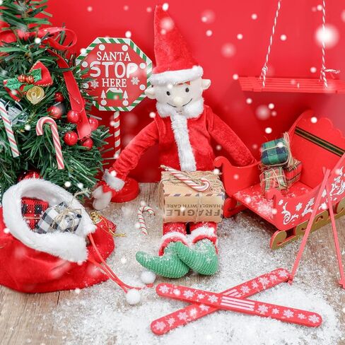 CAILESS Christmas Elf Accessories - 54Pcs Elf Doll Craft Kit Include Candy Cart, Sugar Accessories Xmas Elf Craft Accessories Gift for Kids in Kuwait