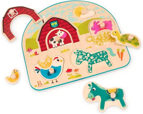 B. toys Wooden Alphabet Puzzle, Alpha B. Tical, 26 Chunky Letters | Chunky wooden toddler puzzle with 26 letter pieces and 1 puzzle board for ABC learning, colors, shapes, and, 18+ Months in Kuwait