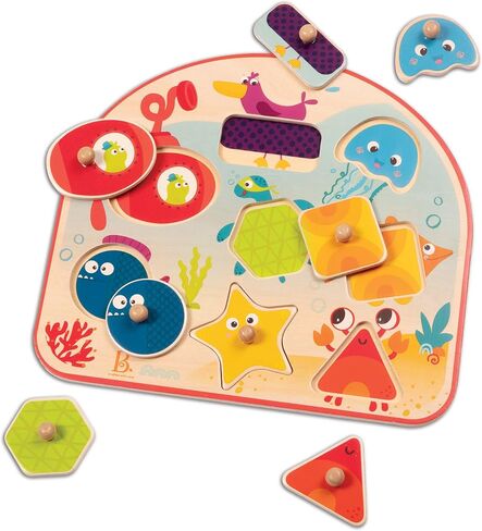 B. toys Wooden Alphabet Puzzle, Alpha B. Tical, 26 Chunky Letters | Chunky wooden toddler puzzle with 26 letter pieces and 1 puzzle board for ABC learning, colors, shapes, and, 18+ Months in Kuwait