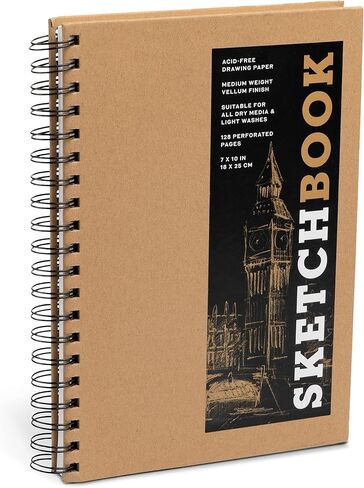 Sketchbook 7 x 10" Kraft Spiral Hardcover Mixed Media Sketchbook for Drawing, Acid-Free Quality Paper (128 pages) (Union Square & Co. Sketchbooks) (Volume 16) in Saudi Arabia