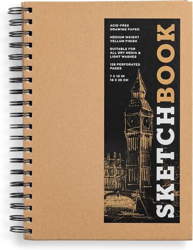 Sketchbook 7 x 10" Kraft Spiral Hardcover Mixed Media Sketchbook for Drawing, Acid-Free Quality Paper (128 pages) (Union Square & Co. Sketchbooks) (Volume 16) in Saudi Arabia