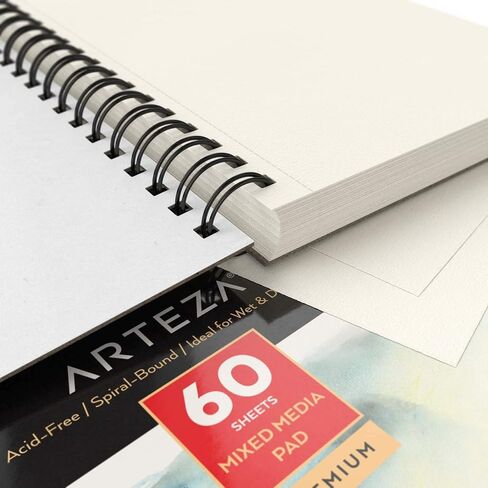 ARTEZA Mixed Media Pads, 9 x 12 in, Spiral, 2 Pack, 60 Sheets Each in Saudi Arabia