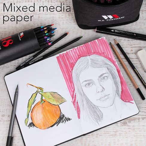 كراسة رسم فنية صغيرة من دبليو بورتمان A5 - 160 صفحة من مجلة الفن - كراسة رسم ورقية سميكة 120 جرام في المتر المربع - دفتر رسم هندسي مضاد للماء - دفتر رسم فني مع جيب وحلقة قلم - لوحة رسم in Kuwait