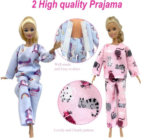 28 عبوة من ملابس وإكسسوارات دمى الفتيات من EumbHoa، 2 منامة رواية القصص، 3 فساتين أنيقة، 3 ملابس ملابس، 10 أحذية، مجموعة سفر للدمى 29.21 سم، مستلزمات المدرسة الصغيرة in Kuwait