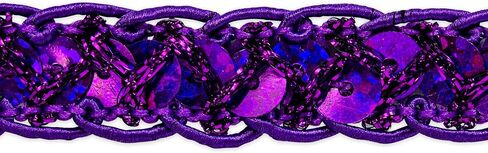Trims By The Yard Thea Sequin Braid Cord Trim, 1/2-Inch Versatile Sequins for Crafts, Durable Sequin Trim for Costumes or Party Decorations, 10-Yard Cut, Purple in Kuwait
