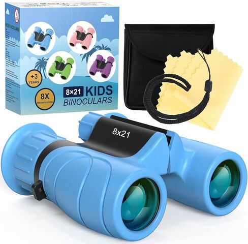 Kizplays Binoculars for Kids,8x21 Binoculars Toys for Boys Girls,Shockproof Compact Kids Binoculars for Bird Watching, Hiking, Camping, 3-12 Years Boys in Kuwait
