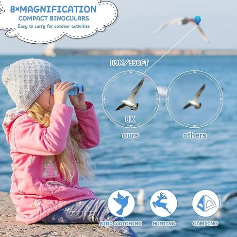 Kizplays Binoculars for Kids,8x21 Binoculars Toys for Boys Girls,Shockproof Compact Kids Binoculars for Bird Watching, Hiking, Camping, 3-12 Years Boys in Kuwait