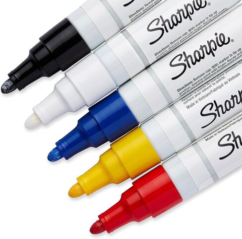 SHARPIE Oil-Based Paint Markers, Medium Point, Assorted Colors, 5 Count - Great for Rock Painting in Kuwait