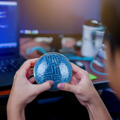 2 Pieces Maze Ball 3D Maze Puzzle Brain Teasers Games Gravity 3D Maze Ball 4 Inches Puzzle Toy Maze Puzzle Cube Ball Sphere Educational Toys for Students Teens Adults(Red, Blue) in Kuwait