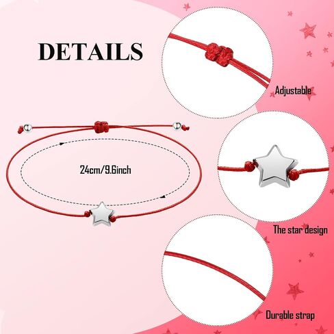 24 Pcs Star Bracelets Friendship Bracelets Wish Bracelets That Fall off Adjustable String Wish Bracelets Back to School Jewelry Gifts for Women Girls Friendship in Saudi Arabia