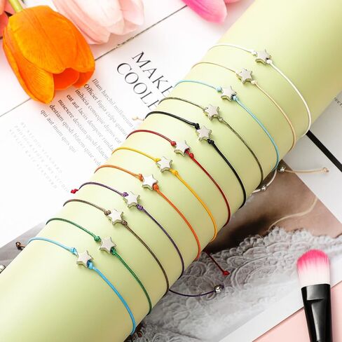 24 Pcs Star Bracelets Friendship Bracelets Wish Bracelets That Fall off Adjustable String Wish Bracelets Back to School Jewelry Gifts for Women Girls Friendship in Saudi Arabia