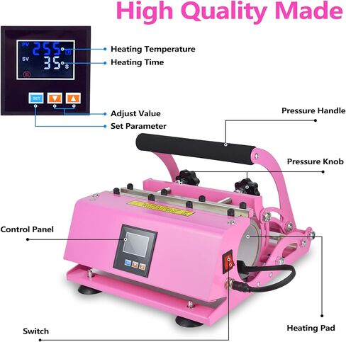 آلة ضغط حراري بهلوان 30 أونصة، كوب 110 فولت وضغط حراري لكوب 30 أونصة 20 أونصة 16 أونصة 15 أونصة 11 أونصة نقل التسامي للكوب المستقيم النحيف، أكواب ضغط حراري مع شريط وقفازات مقاومة للحرارة in Kuwait