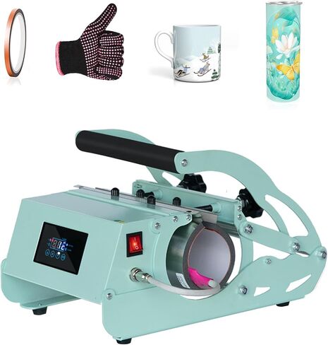 Ecolaser Tumbler Heat Press Machine, Tumbler Mug Press Heat Machine for 20-30 OZ Sublimation Straight Blank Skinny Glass Jar Can, Cup Heat Press for DIY Gifts to Your Family/Friends - Mint Green in Kuwait