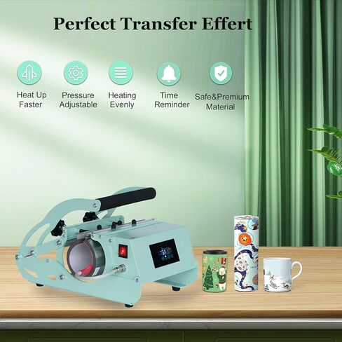 Ecolaser Tumbler Heat Press Machine, Tumbler Mug Press Heat Machine for 20-30 OZ Sublimation Straight Blank Skinny Glass Jar Can, Cup Heat Press for DIY Gifts to Your Family/Friends - Mint Green in Kuwait