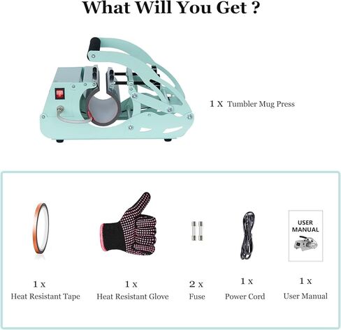 Ecolaser Tumbler Heat Press Machine, Tumbler Mug Press Heat Machine for 20-30 OZ Sublimation Straight Blank Skinny Glass Jar Can, Cup Heat Press for DIY Gifts to Your Family/Friends - Mint Green in Kuwait