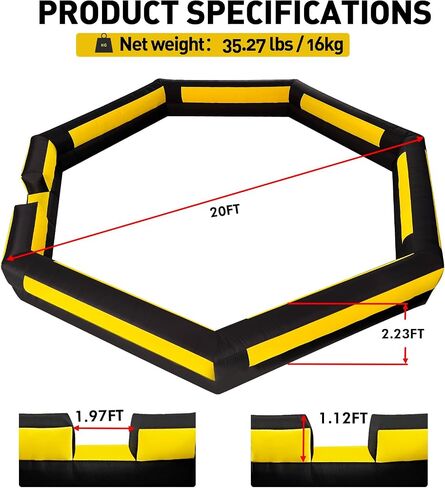 WARSUN 20FT Gaga Ball Pit قابلة للنفخ مع منفاخ قوي، محكمة Gagaball محمولة للأنشطة العائلية المدرسية الداخلية والخارجية، ألعاب رياضية قابلة للنفخ، هيكل سباعي أكثر متانة in Kuwait