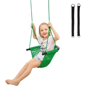 RedSwing Swing Seat for Kids, Hand-Knitting Toddler Swing with Adjustable Ropes, Heavy Duty Rope Play Secure Children Swing Set for Tree, Outdoor Indoor, Playground, Blue