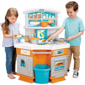 Little Tikes Home Grown Kitchen - Role Play Realistic Kitchen Real Cooking & Water Boiling Sounds Kitchen Accessories Set for Girls Boys - Multicolor 22 x 18 x 30.25 inches